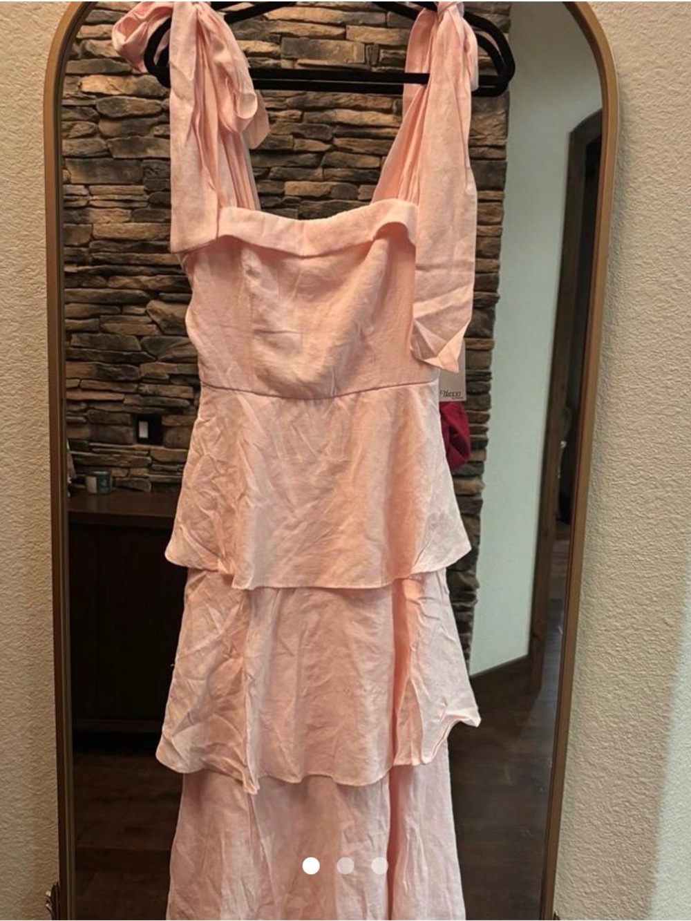 Trixxi Blush Tiered Tie-Shoulder Maxi Dress